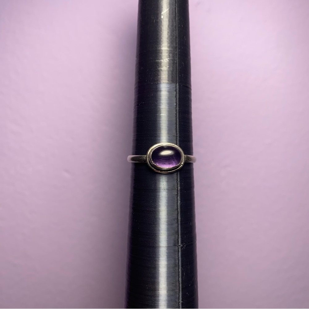 AMETHYST CABOCHON IN 925 STERLING SILVER RING - Picture 11 of 13